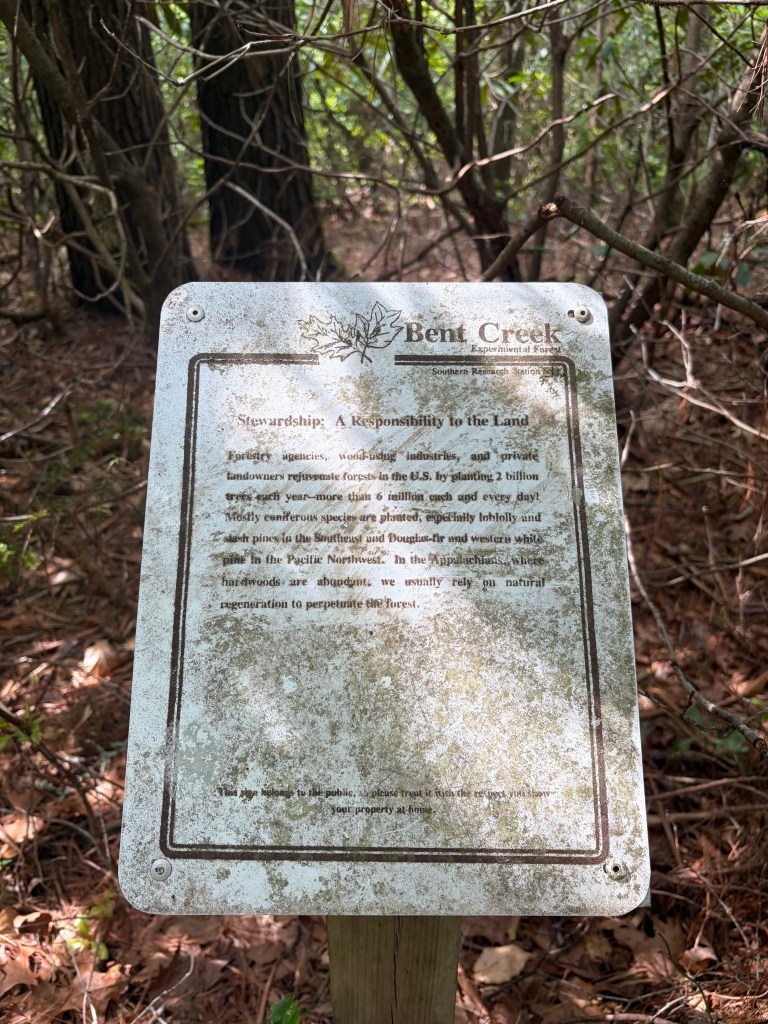 photo of a sign in Bent Creek experimental forest 
